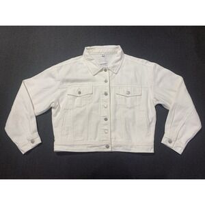 Judy Blue Denim Jacket Womens Medium White Button Up Cotton‎ Denim Pockets